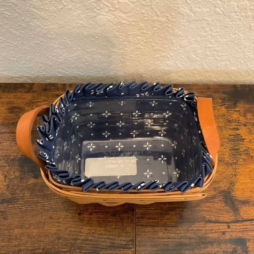 Vintage Longaburger Small Handwoven Cottage Core Leather Handle Tea Basket 1996